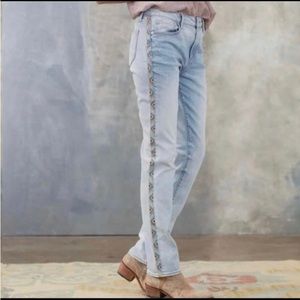 Driftwood Audrey High Rise Straight Embroidered Jeans